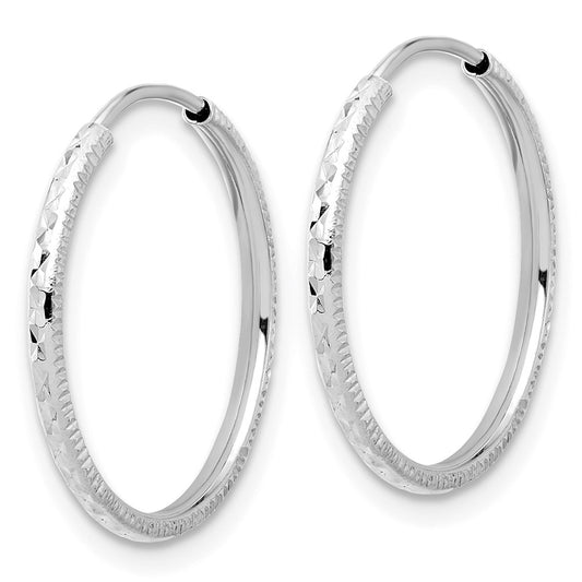 14K White Gold Diamond-cut 1.50mm Endless Hoop Earrings