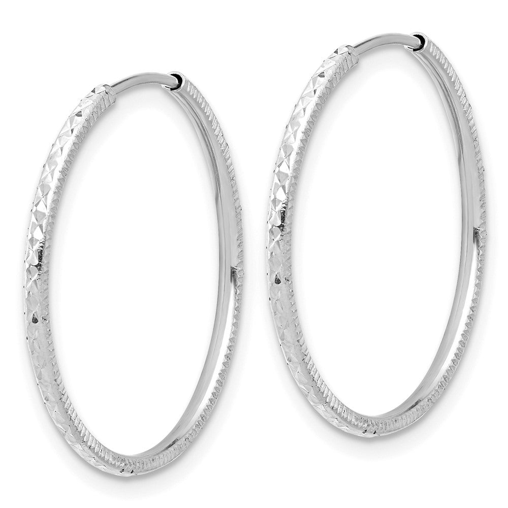 14K White Gold Diamond-cut 1.50mm Endless Hoop Earrings