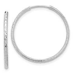 14K White Gold Diamond-cut 1.50mm Endless Hoop Earrings