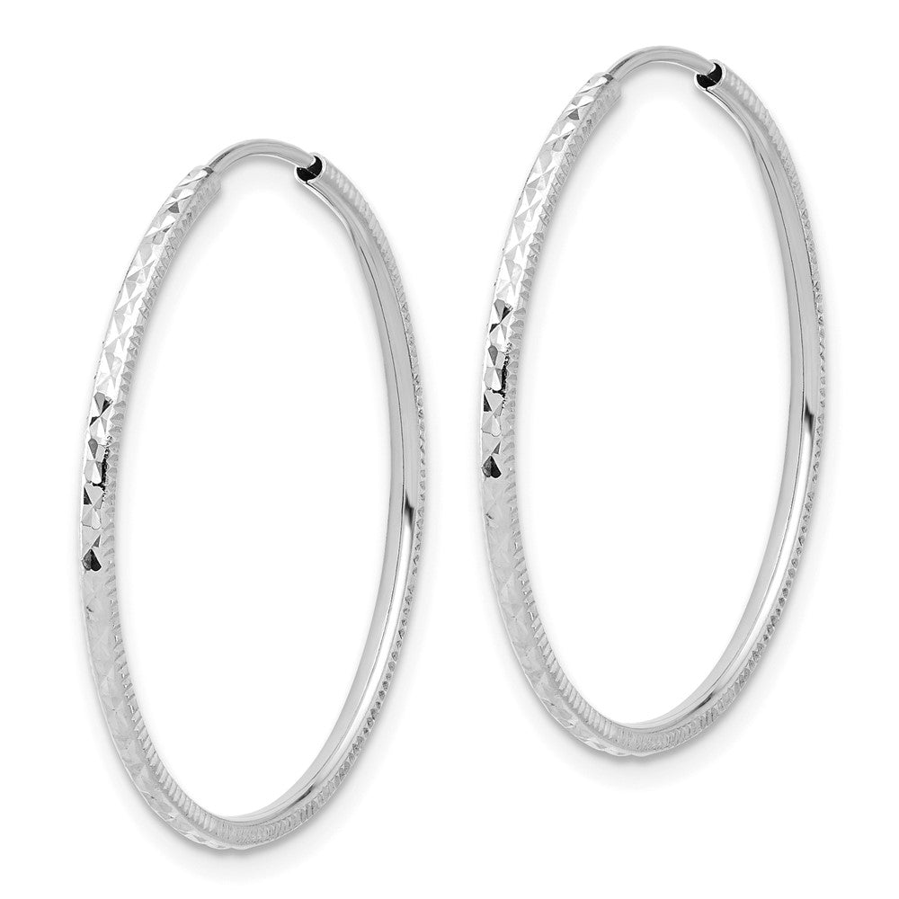 14K White Gold Diamond-cut 1.50mm Endless Hoop Earrings