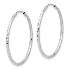 14K White Gold Diamond-cut 1.50mm Endless Hoop Earrings