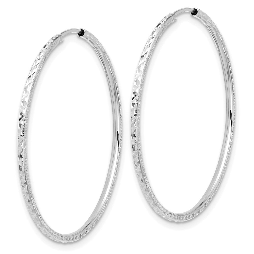 14K White Gold Diamond-cut 1.50mm Endless Hoop Earrings