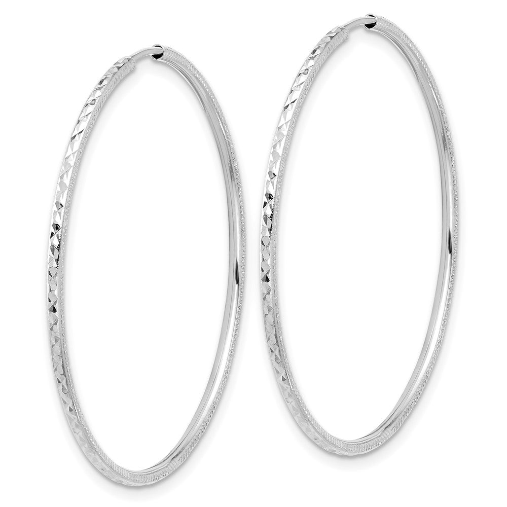 14K White Gold Diamond-cut 1.50mm Endless Hoop Earrings