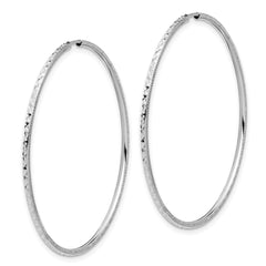 14K White Gold Diamond-cut 1.50mm Endless Hoop Earrings