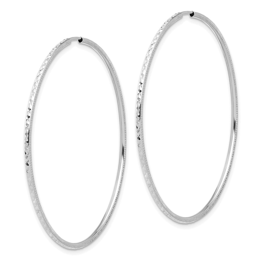 14K White Gold Diamond-cut 1.50mm Endless Hoop Earrings