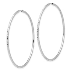 14K White Gold Diamond-cut 1.50mm Endless Hoop Earrings