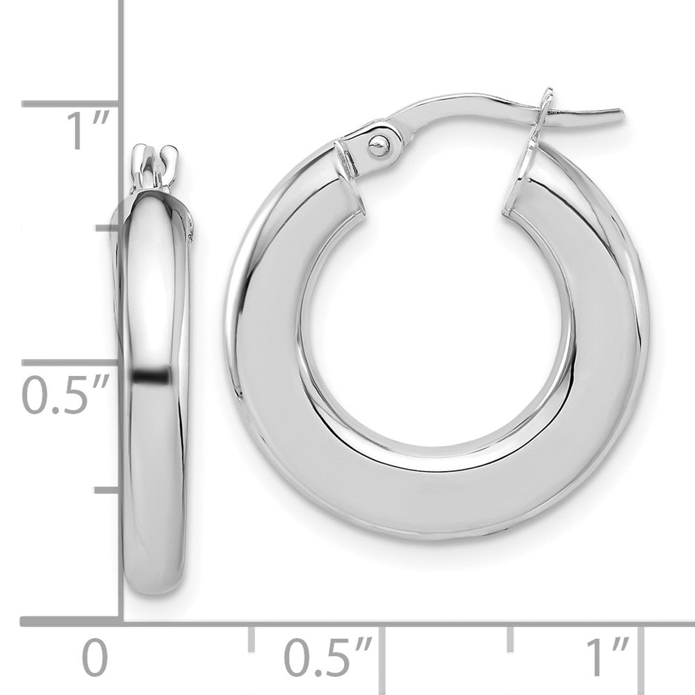 14K White Gold Polished Tube Hoop Earrings