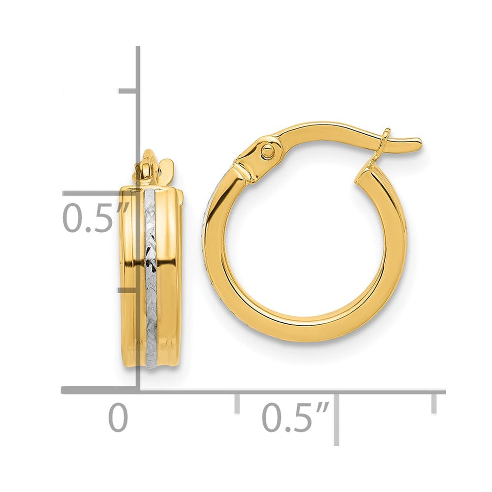 14K Two-Tone Gold Polished and Diamond-cut Hoop Earrings