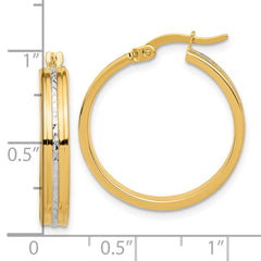 14K Two-Tone Gold Polished and Diamond-cut Hoop Earrings