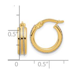 14K Two-Tone Gold Polished and Diamond-cut Hoop Earrings