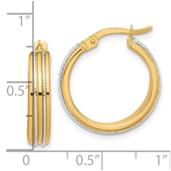 14K Two-Tone Gold Polished and Diamond-cut Hoop Earrings