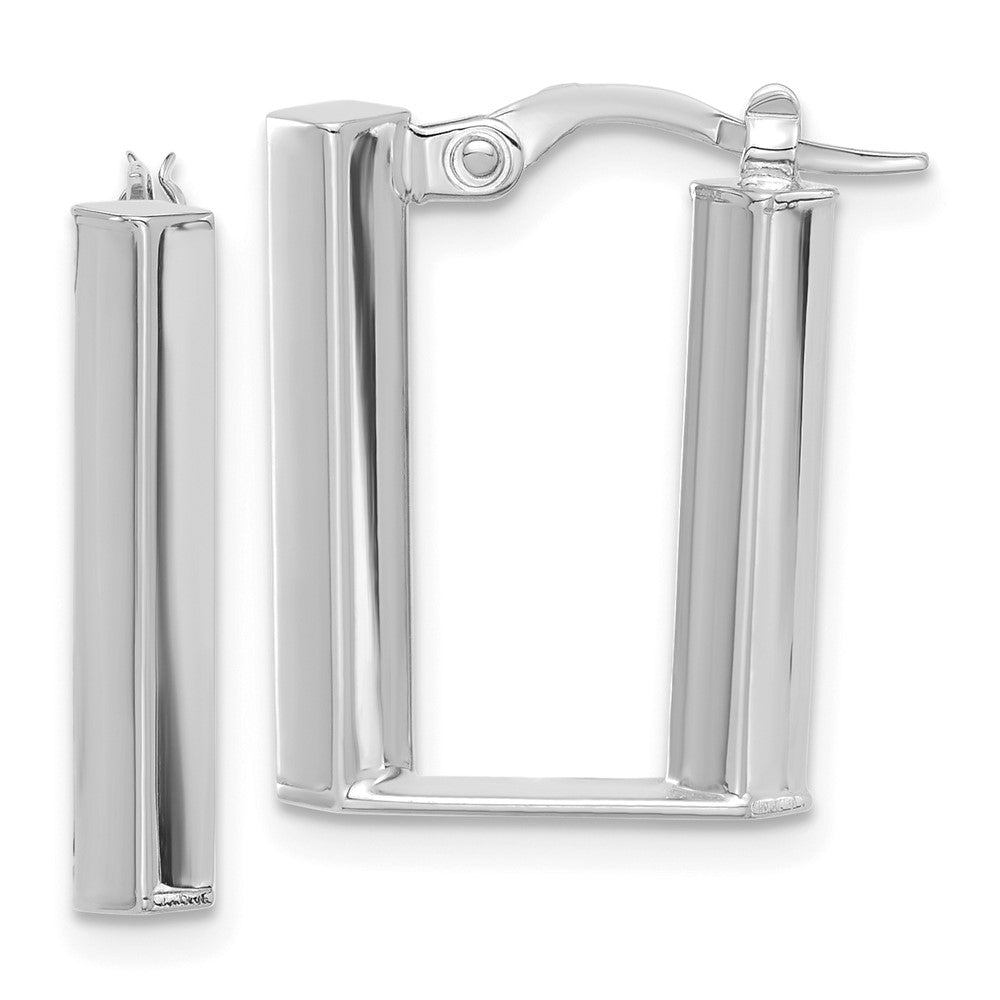 14K White Gold Polished U Shape Hoop Earrings