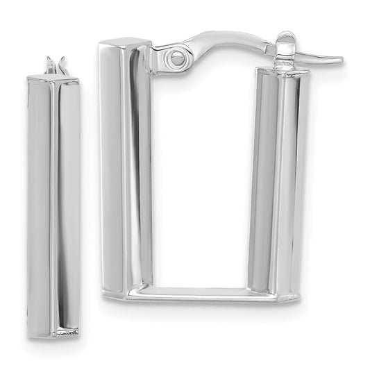 14K White Gold Polished U Shape Hoop Earrings