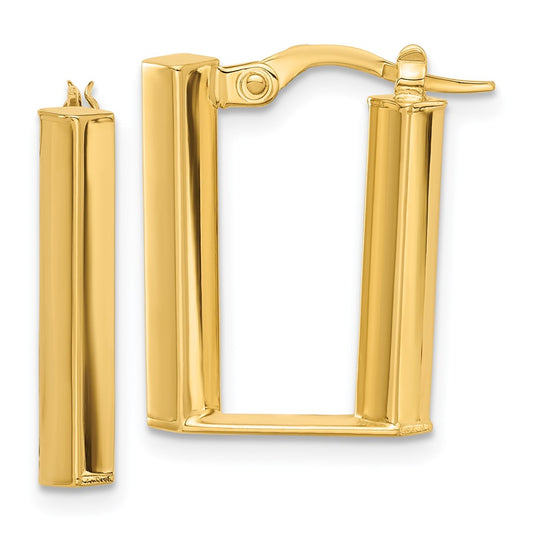 14K Yellow Gold Polished U Shape Hoop Earrings