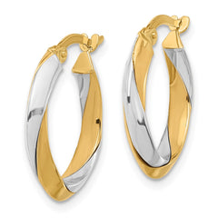 14K Two-Tone Gold Polished Twist Hoop Earrings