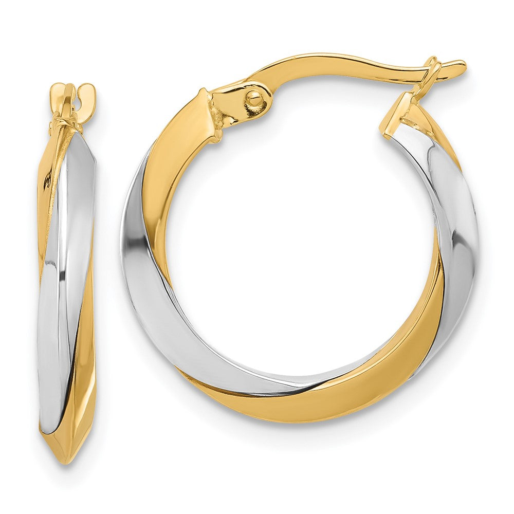 14K Two-Tone Gold Polished Twist Hoop Earrings