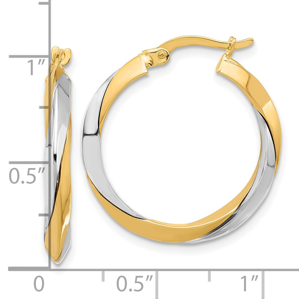 14K Two-Tone Gold Polished Twist Hoop Earrings