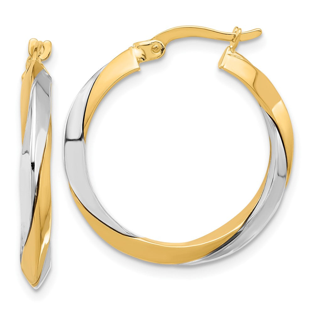 14K Two-Tone Gold Polished Twist Hoop Earrings