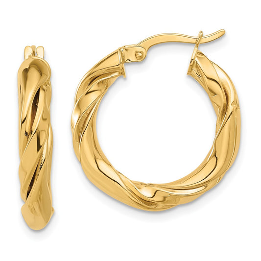 14K Yellow Gold Polished Twisted Hoop Earrings