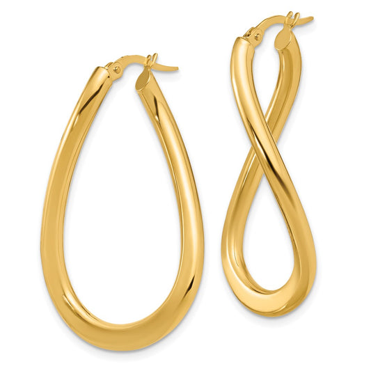 14K Yellow Gold Polished Twisted Hoop Earrings