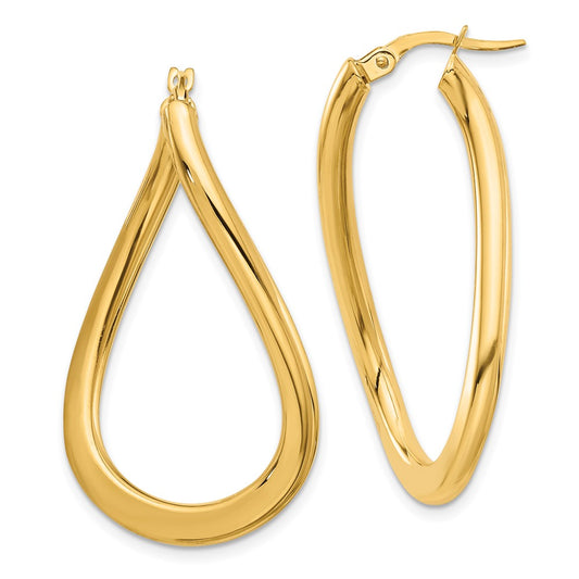 14K Yellow Gold Polished Twisted Hoop Earrings