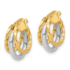 14K Two-Tone Gold Polished Fancy Hoop Earrings