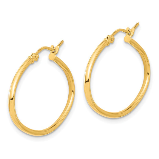 14K Yellow Gold Polished 1.50mm Oval Hoop Earrings