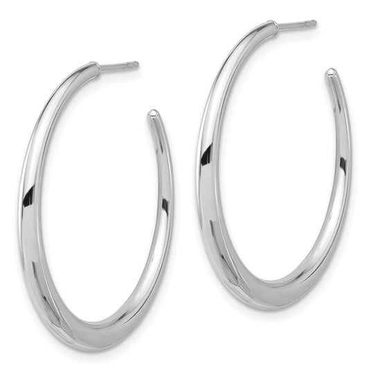 14K White Gold Polished Hoop Post Earrings