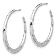 14K White Gold Polished Hoop Post Earrings