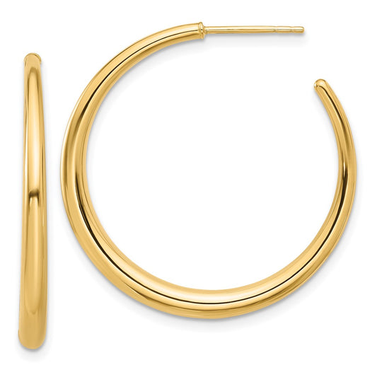 14K Yellow Gold Polished Hoop Post Earrings