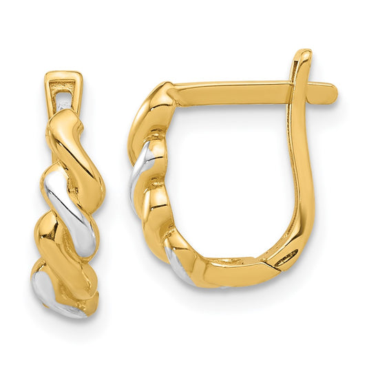 14K Two-Tone Gold Hinged Post Earrings