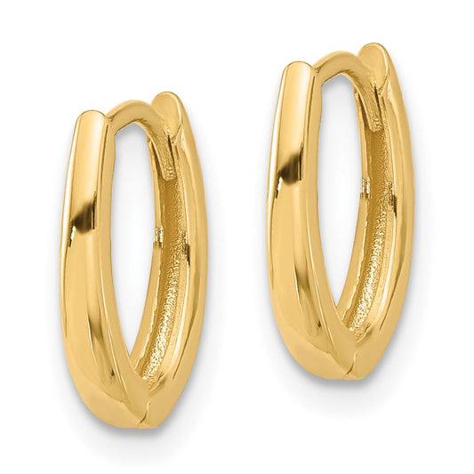 14K Yellow Gold Polished Oval Hinged Hoop Earrings