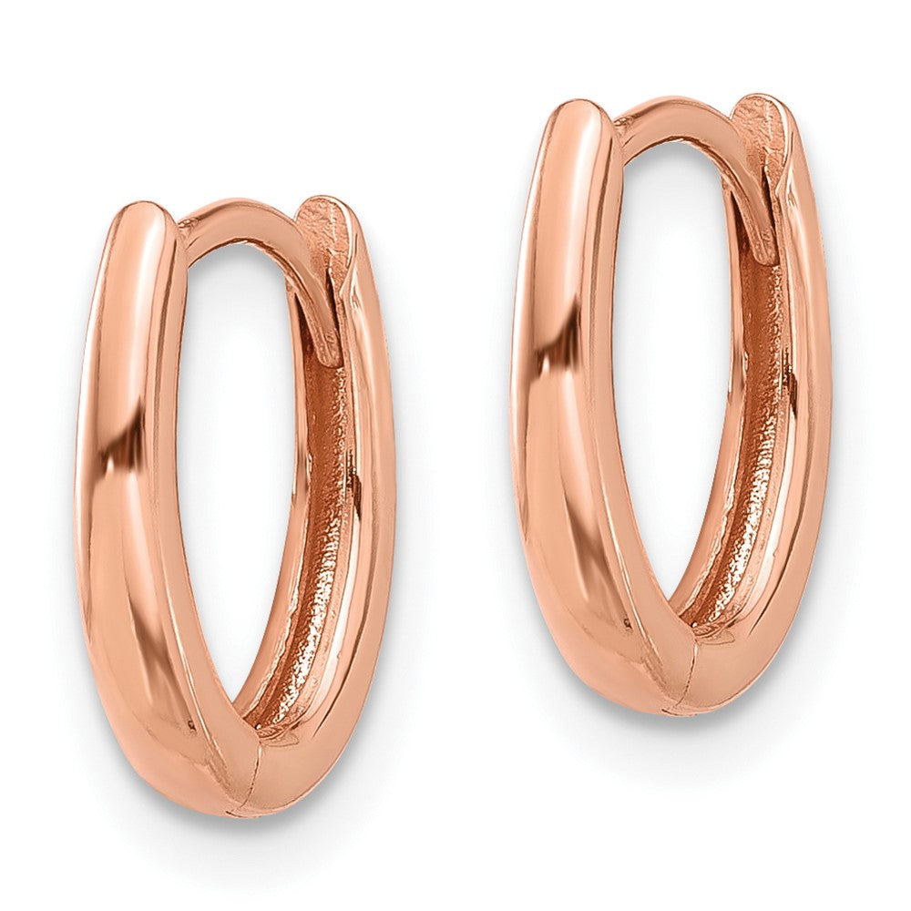 14K Rose Gold Polished Oval Hinged Hoop Earrings