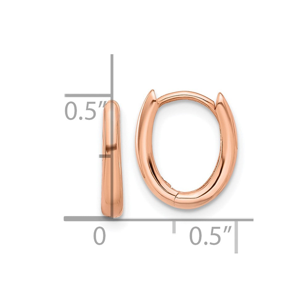 14K Rose Gold Polished Oval Hinged Hoop Earrings