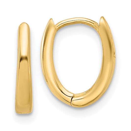 14K Yellow Gold Polished Oval Hinged Hoop Earrings