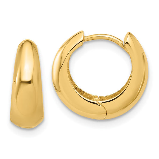 14K Yellow Gold Polished Hinged Huggie Hoop Earrings