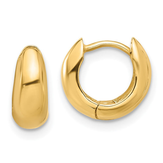 14K Yellow Gold Polished Hinged Huggie Hoop Earrings