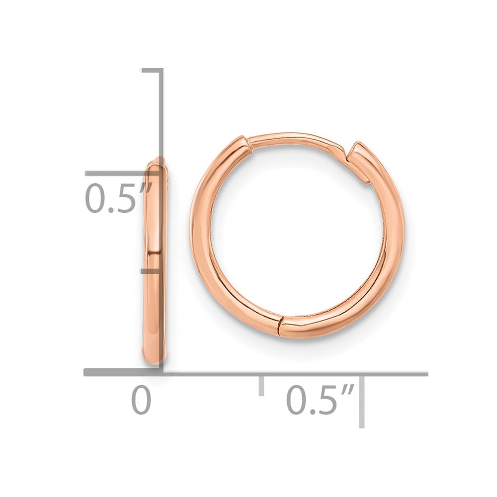 14K Rose Gold Polished Hinged Hoop Earrings