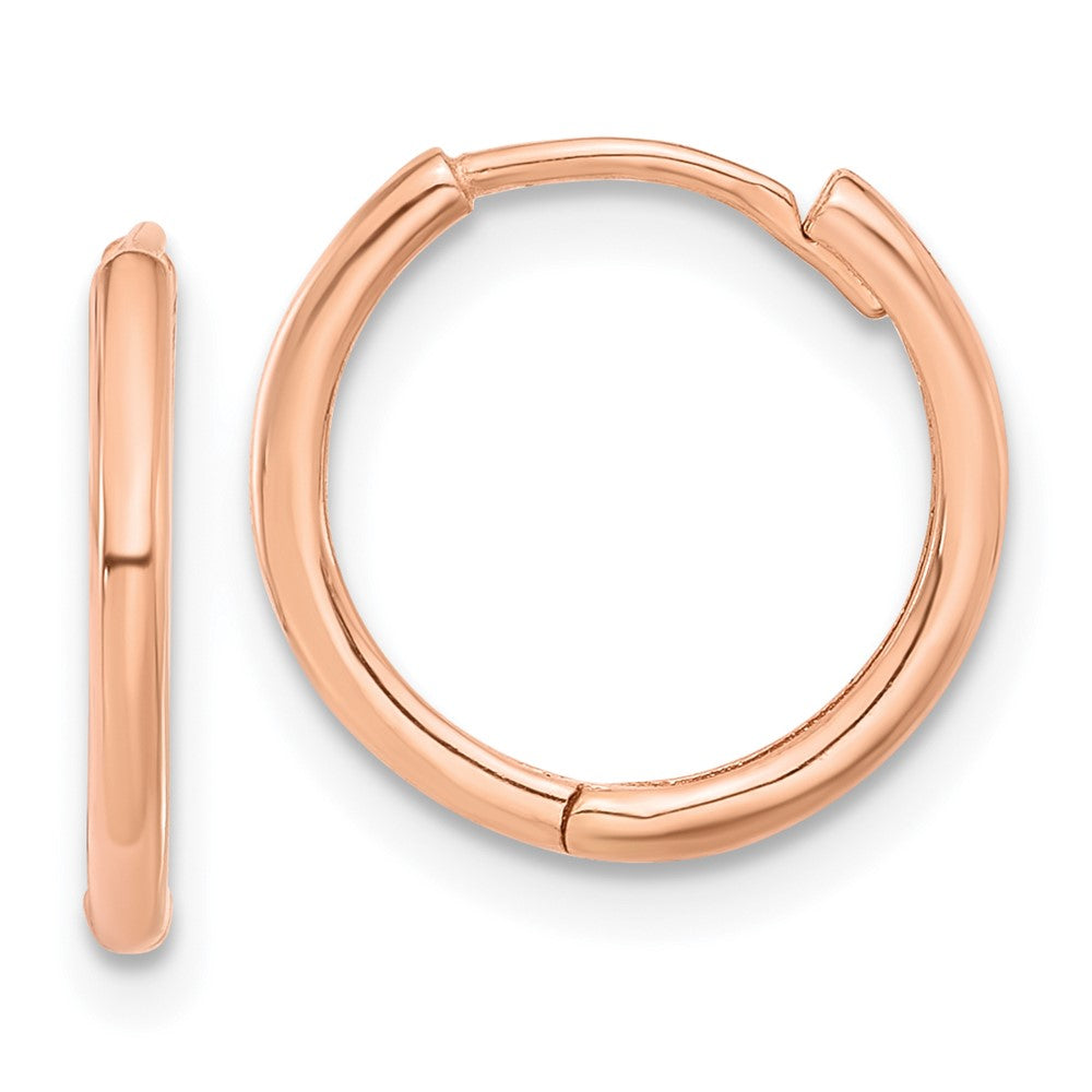 14K Rose Gold Polished Hinged Hoop Earrings