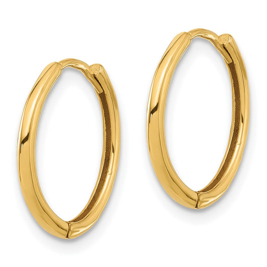 14K Yellow Gold Polished Hinged Hoop Earrings