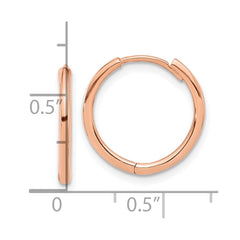 14K Rose Gold Polished Hinged Hoop Earrings