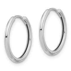 14K White Gold Polished Hinged Hoop Earrings