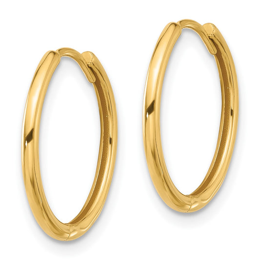 14K Yellow Gold Polished Hinged Hoop Earrings