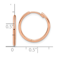 14K Rose Gold Polished Hinged Hoop Earrings