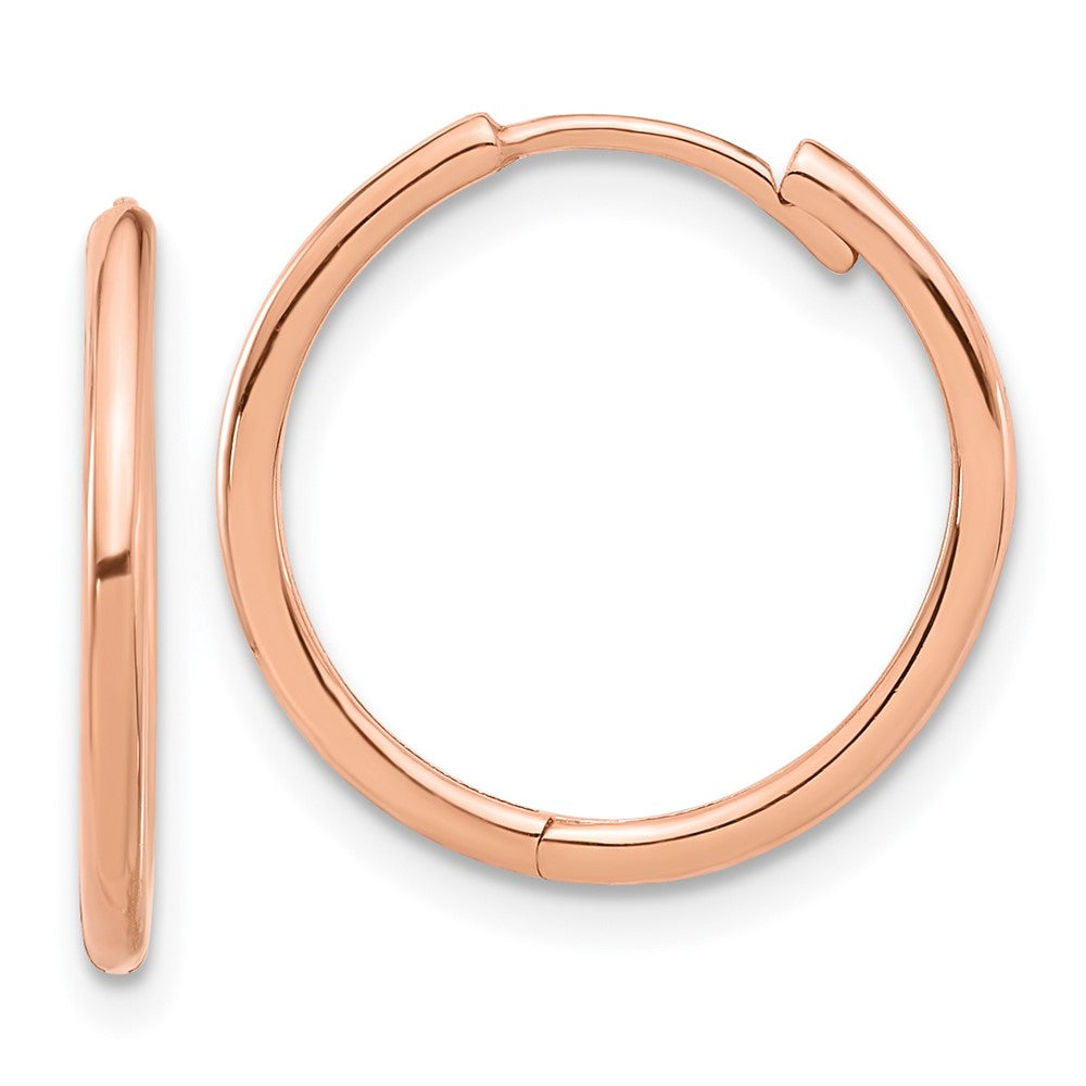 14K Rose Gold Polished Hinged Hoop Earrings