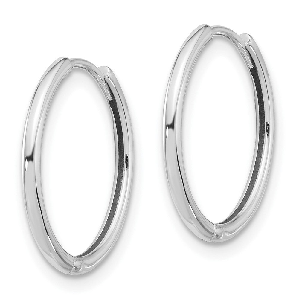 14K White Gold Polished Hinged Hoop Earrings