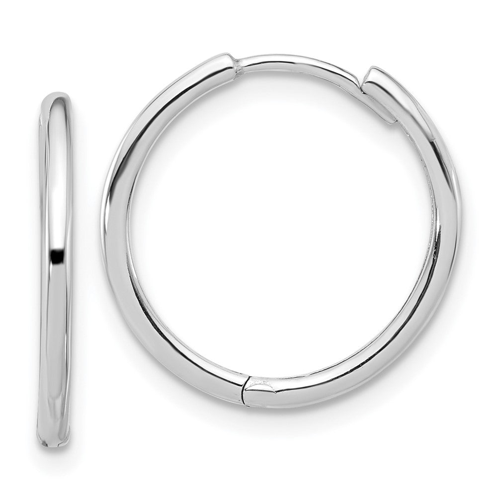 14K White Gold Polished Hinged Hoop Earrings