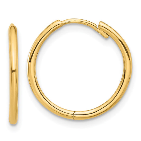 14K Yellow Gold Polished Hinged Hoop Earrings