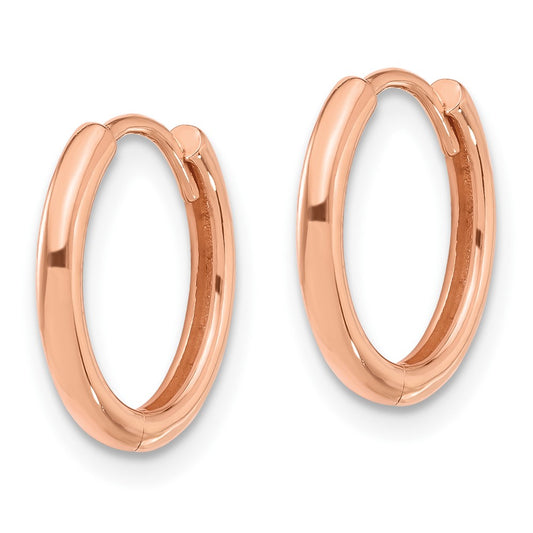 14K Rose Gold Polished Hinged Hoop Earrings