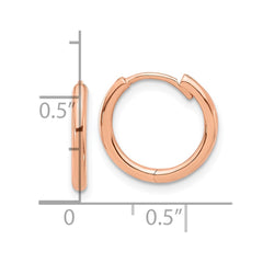 14K Rose Gold Polished Hinged Hoop Earrings